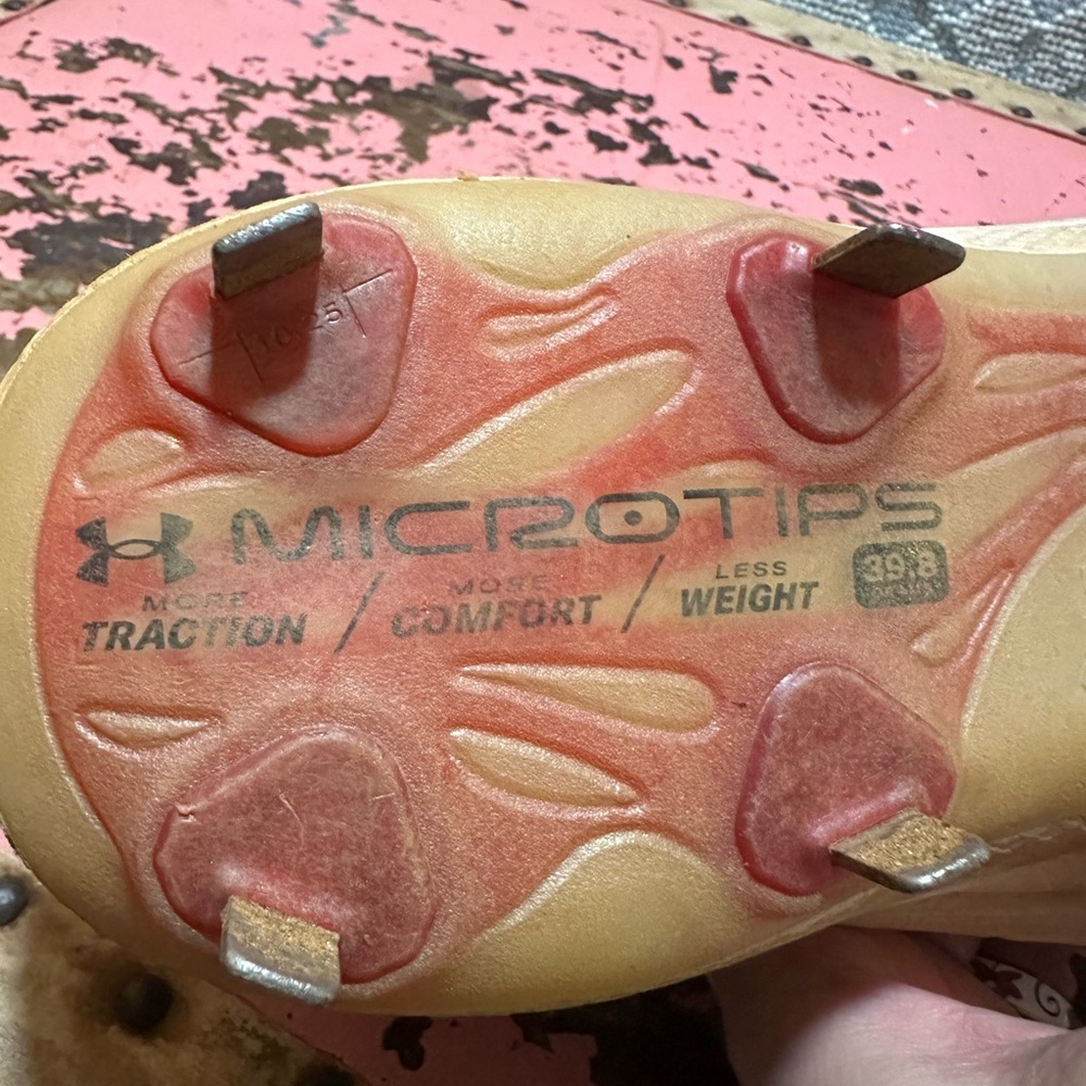 Under Armour Red/White Microtips Metal Men’s Cleats Sz 13 - Picture 4 of 6